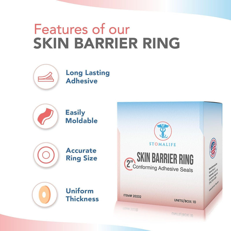 "Stomalife 2" Skin Barrier Rings - 10 Rings | Leak-Proof and Easy to Clean | Essential Ostomy-Colostomy-Ileostomy Accessories for Secure Adhesive Seals"